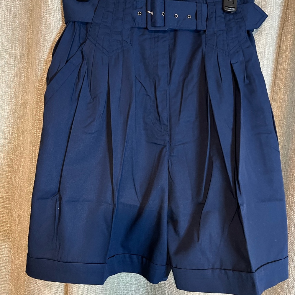 Together High Waist Navy Women's Shorts with Belt